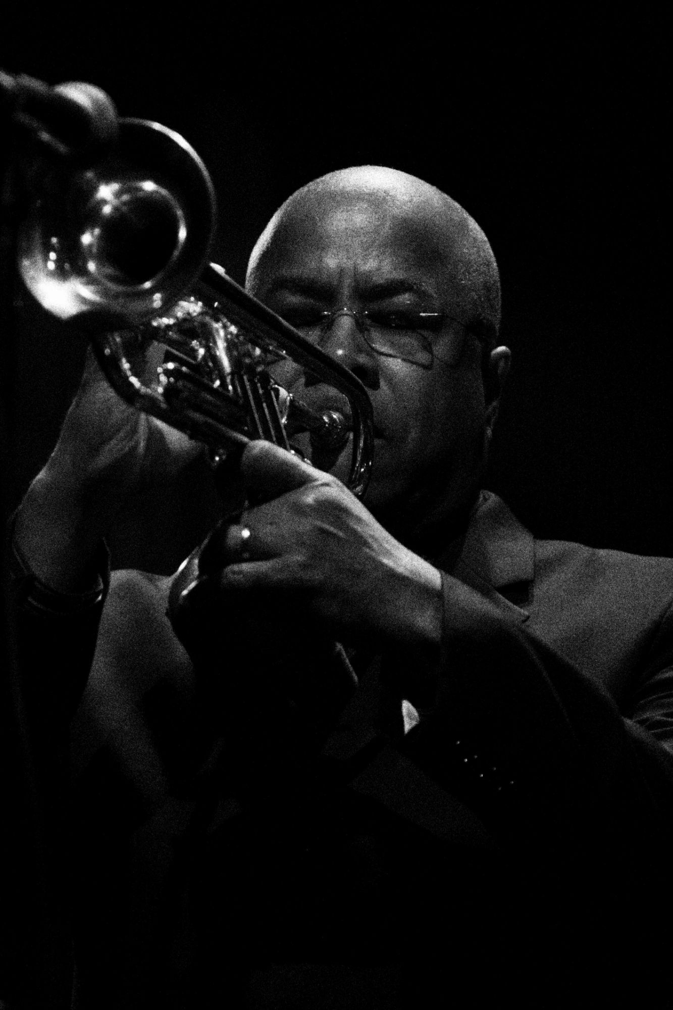 Black and white photo of Maceo Parker band performing live at Sziget festival